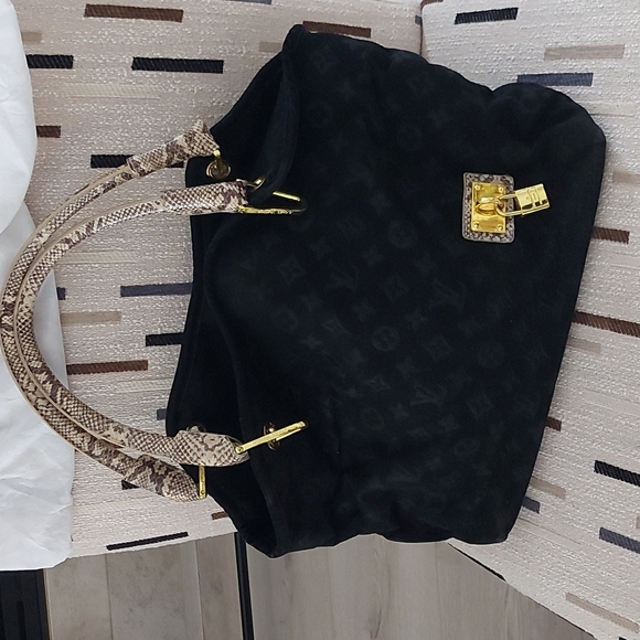 v Handbags - Black suede Louis Vuitton style bags.